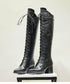 Embossed Lace-Up Tall Boots